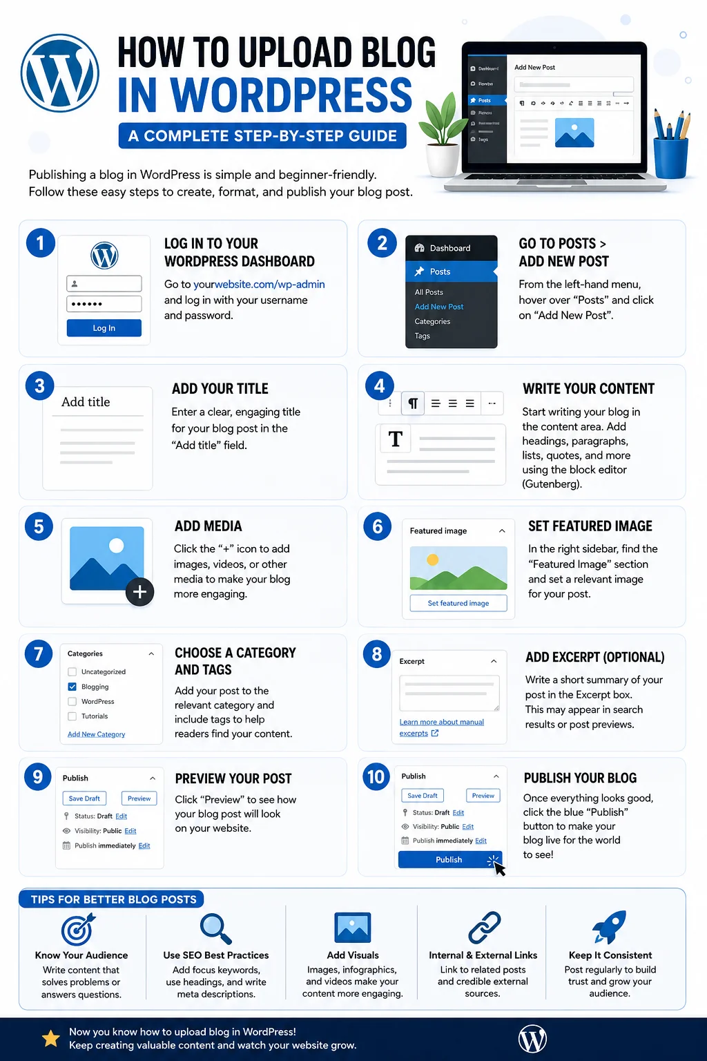 How to upload blog in wordpress