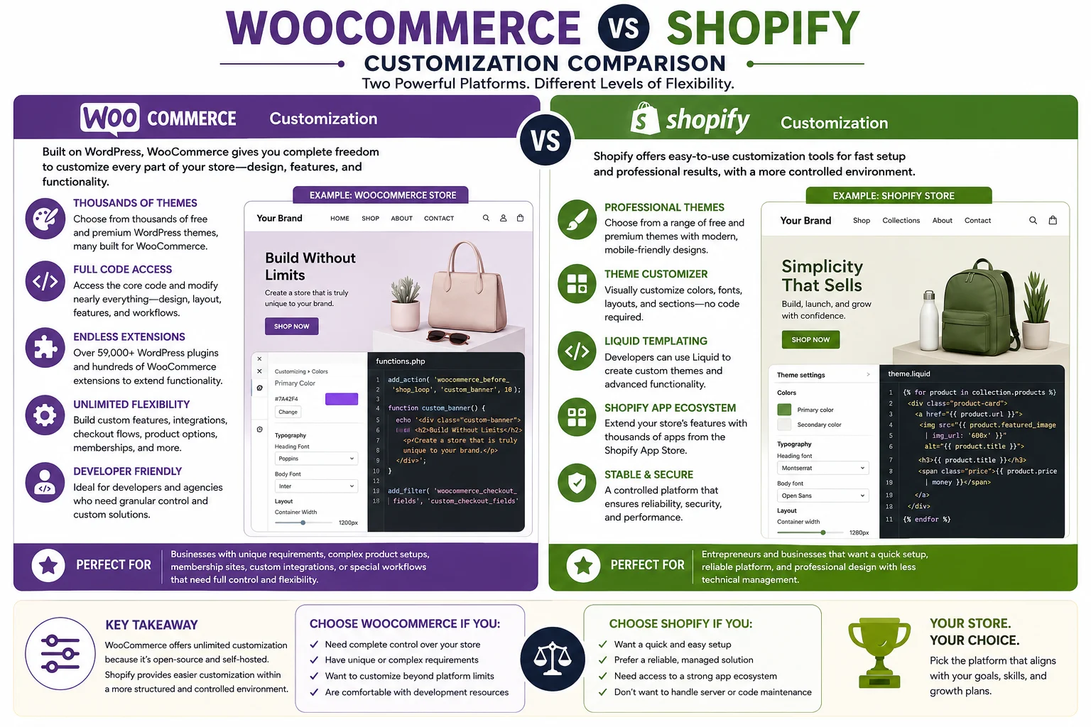 WooCommerce vs Shopify comparison